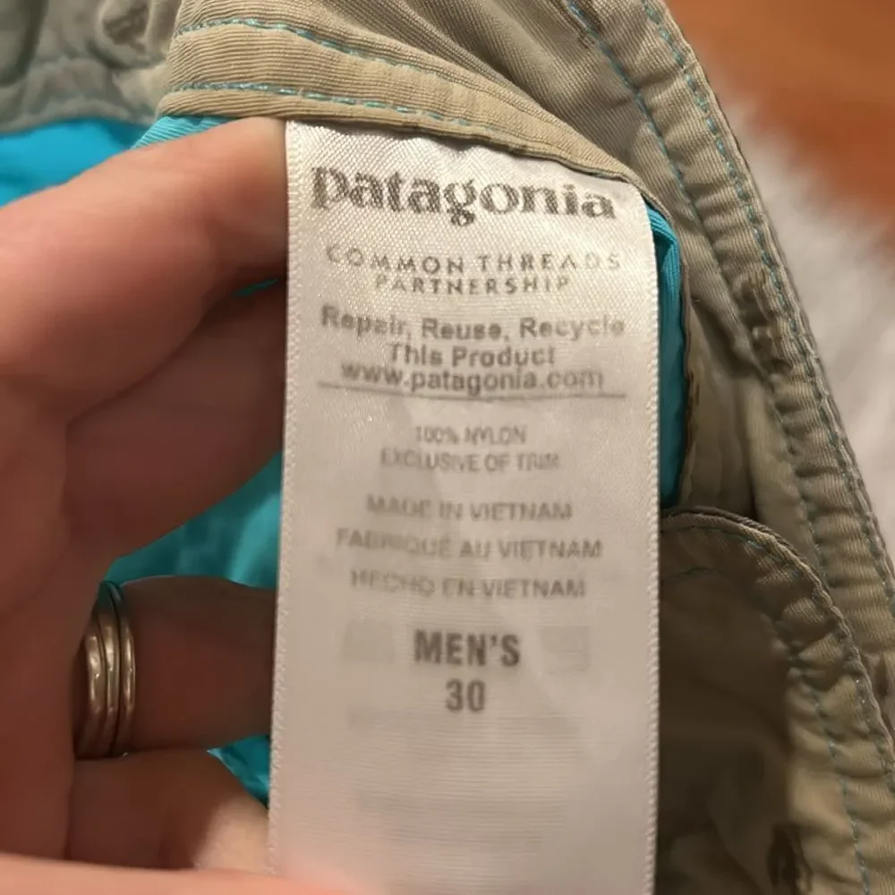 Patagonia men’s teal and gray men’s nylon swimming ‎ trunks